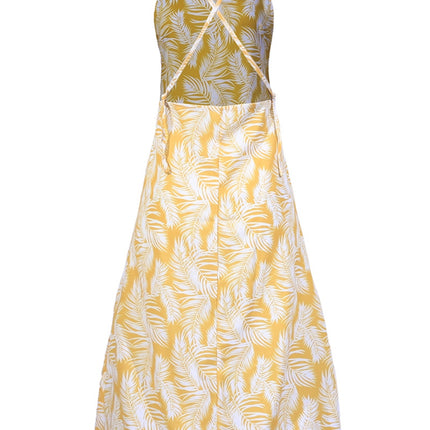 Slit Crisscross Printed Sleeveless Cami Dress