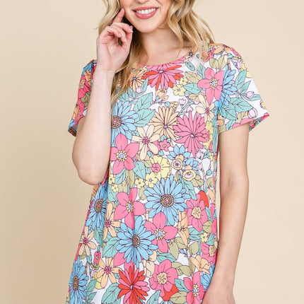 BOMBOM Floral Short Sleeve T-Shirt