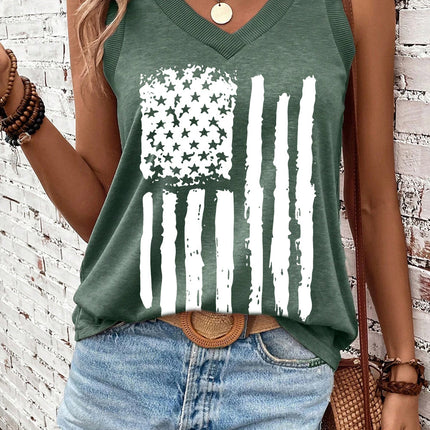 US Flag V-Neck Tank