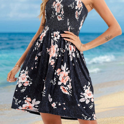 Full Size Smocked Printed Tube Mini Dress