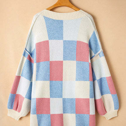 Color Block Open Front Long Sleeve Cardigan