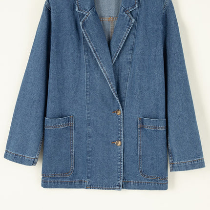 Pocketed Long Sleeve Denim Jacket