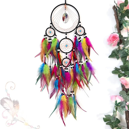 2023 New Dream catchers Retro 5 Ring Dream Catchers Home Decoration Indians Natural Stone Tree of Life Dreamcatcher Wall Hanging