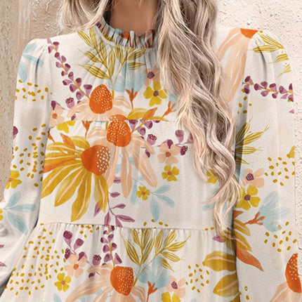 FAM-FAM Tiered Printed Long Sleeve Mini Dress