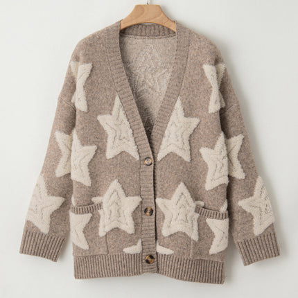 Sherpa Star V-Neck Cardigan with Pockets