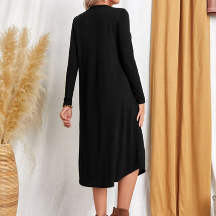 Pocketed Round Neck Long Sleeve Tee Dress