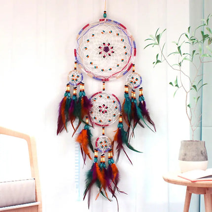 2023 New Dream catchers Retro 5 Ring Dream Catchers Home Decoration Indians Natural Stone Tree of Life Dreamcatcher Wall Hanging