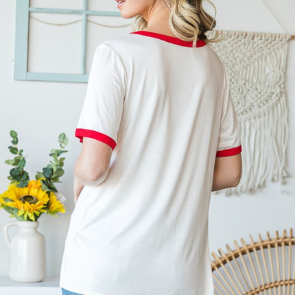 Heimish Full Size USA Contrast Trim Short Sleeve T-Shirt