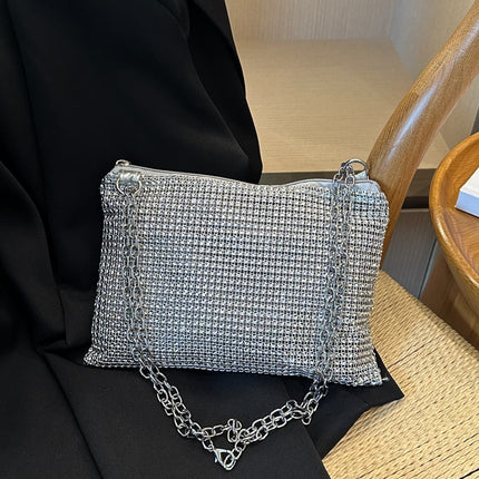 Rhinestone Polyester Chain Crossbody Bag