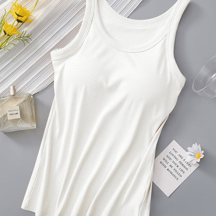 Round Neck Tank with Bra - Vickie Lynn's
