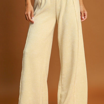 Umgee Elastic Waist Wide Leg Pants