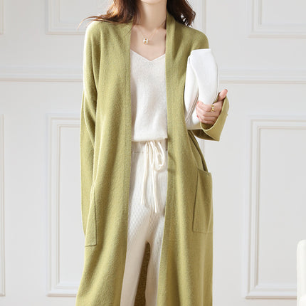 Super Long Wool Knit Cardigan Women