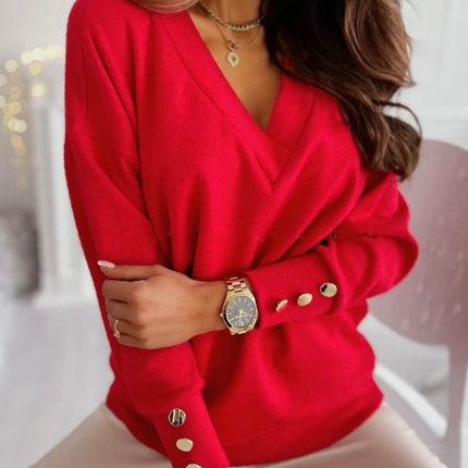 V-Neck Long Sleeve Sweatshirt