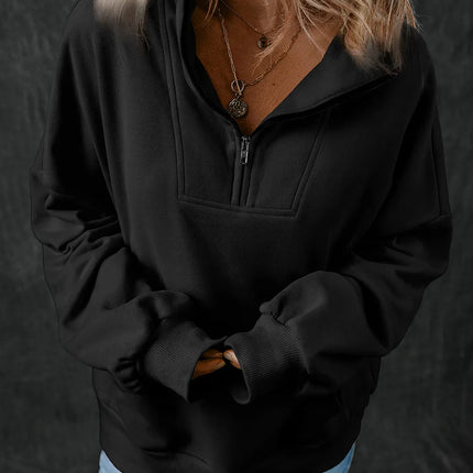 Half Zip Long Sleeve Sweatshirt - Vickie Lynn's