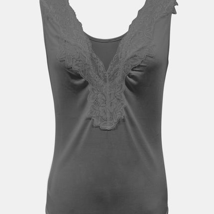 Full Size Lace Detail V-Neck Tank