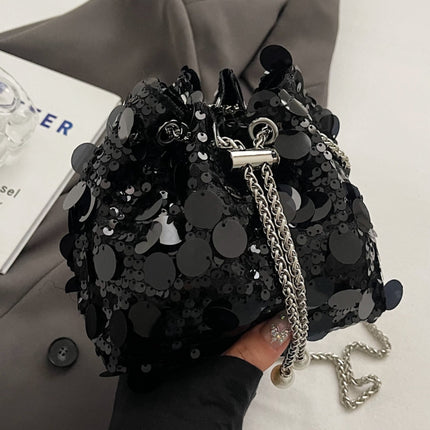 Drawstring Sequin Crossbody Bag