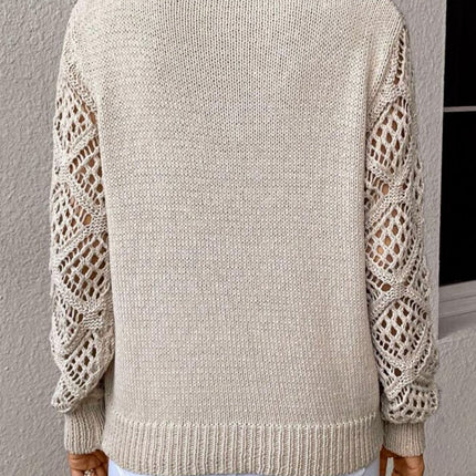 Openwork V-Neck Long Sleeve Sweater