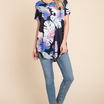 BOMBOM Printed Round Neck Short Sleeve T-Shirt