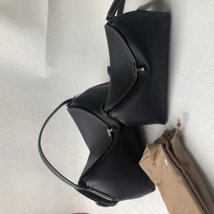 Swedish niche Toteme ladies lychee grain cowhide T-lock buckle simple commuting large-capacity shoulder Messenger bag clutch