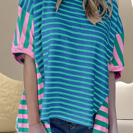 Striped Round Neck Half Sleeve T-Shirt