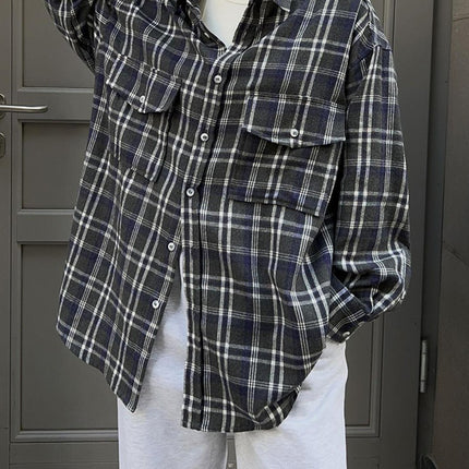 Pocketed Plaid Button Up Shacket