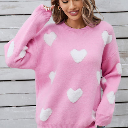 Angel Wings Heart Round Neck Long Sleeve Sweater