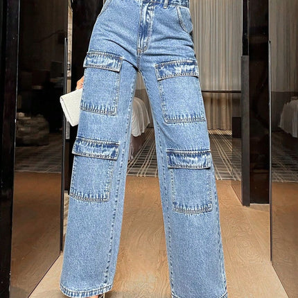 Wide Leg High Waist Jeans with Pockets