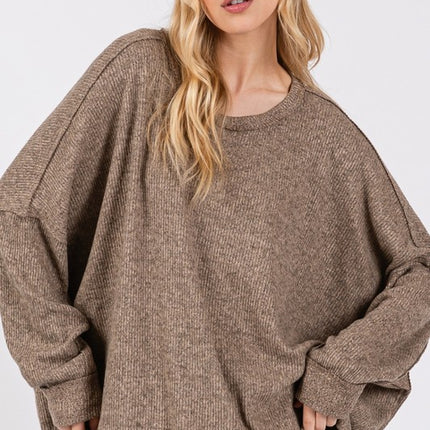 SAGE + FIG Round Neck Batwing Sleeve Oversize Top