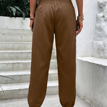 Smocked High Rise Joggers with Pockets