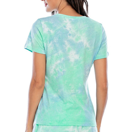 Tie-Dye Round Neck Short Sleeve Top and Shorts Lounge Set