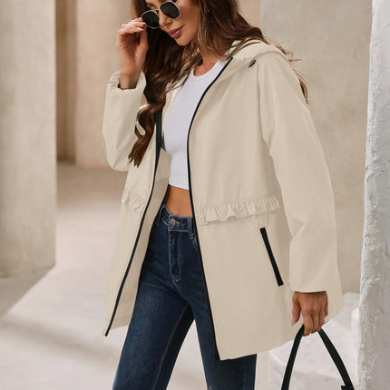 Outdoor Waterproof Long Sleeve Hooded Windbreaker