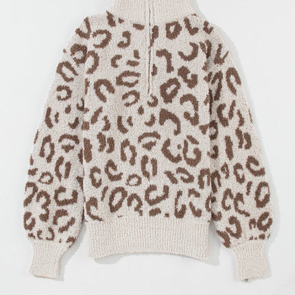 Leopard Half Zip Long Sleeve Sweater