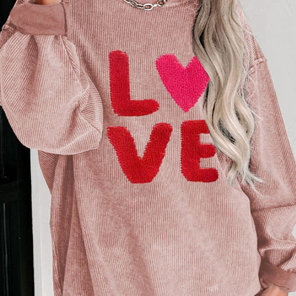 Valentine’s Day LOVE Round Neck Long Sleeve Sweatshirt