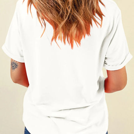 Letter Graphic Round Neck Short Sleeve T-Shirt