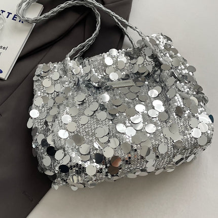 Sequin Braided Strap Shoulder Bag