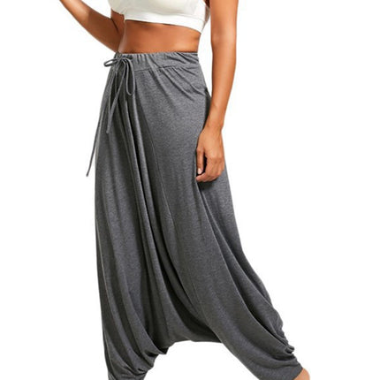 Tied Mid Waist Long Harem Pants