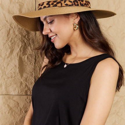 Fame Wild One Leopard Ribbon Straw Hat