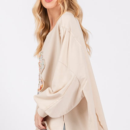 SAGE + FIG Flower Patch Dropped Shoulder Oversize Top