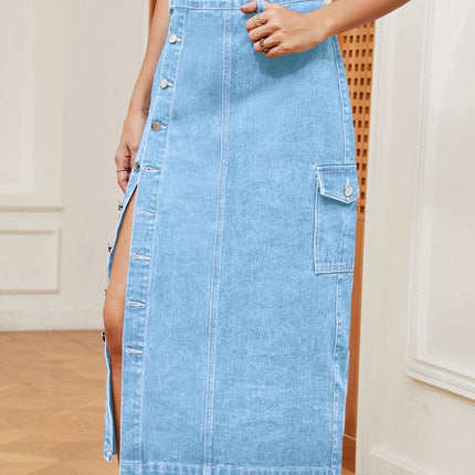 Button Down Denim Skirt