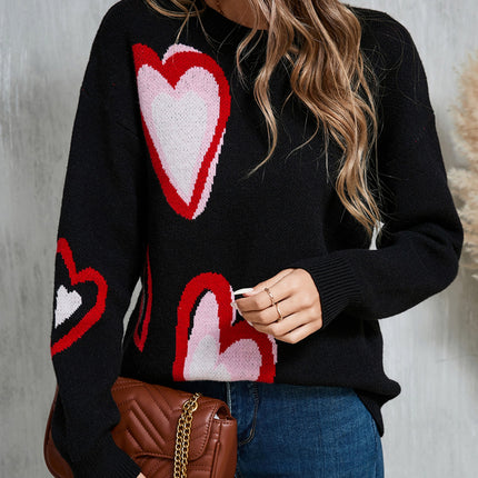 Angel Wings Heart Round Neck Long Sleeve Sweater