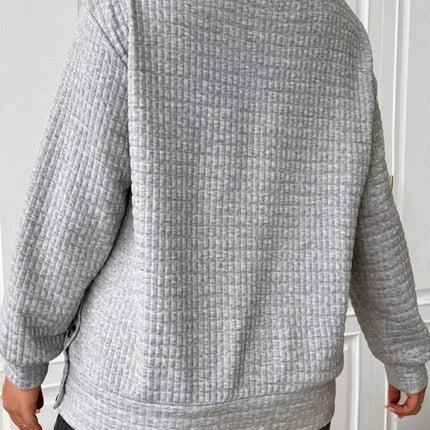 Texture Round Neck Long Sleeve Sweatshirt