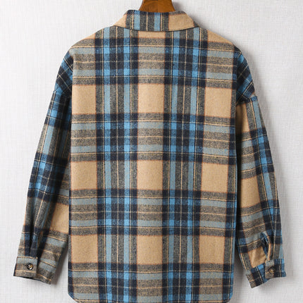 Plaid Collared Neck Long Sleeve Shirt