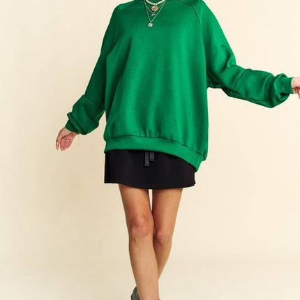 Davi & Dani Round Neck Raglan Sleeve Sweatshirt