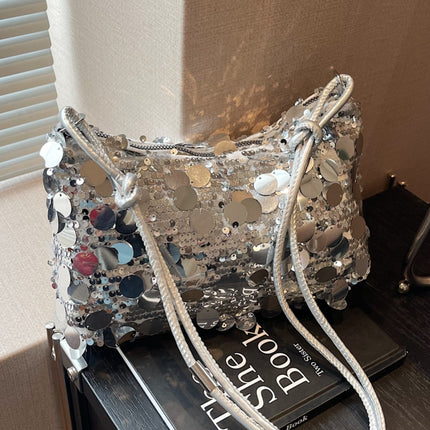 Sequin Knotted Straps Shoulder Bag