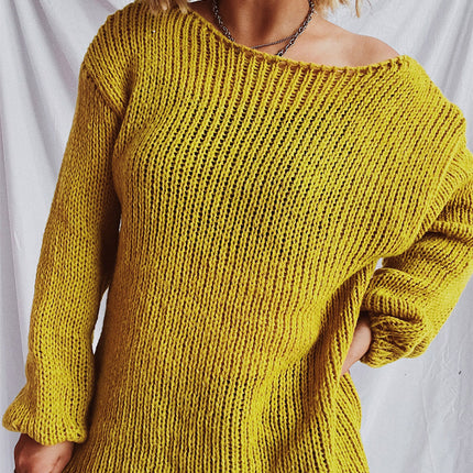 Boat Neck Dropped Shoulder Sweater