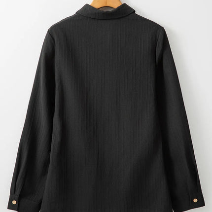 Textured Collared Neck Long Sleeve Shirt