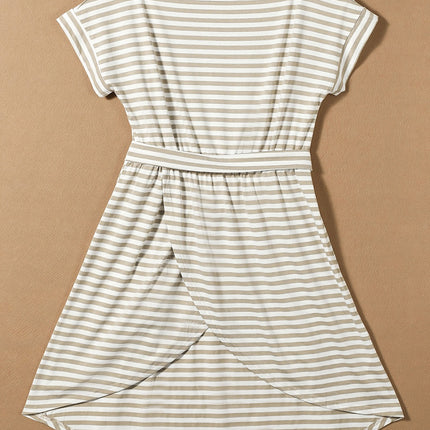 Tied Striped Cap Sleeve Dress