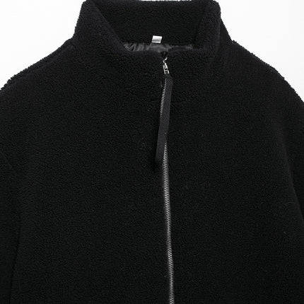 Turtleneck Zip Up Long Sleeve Plush Jacket