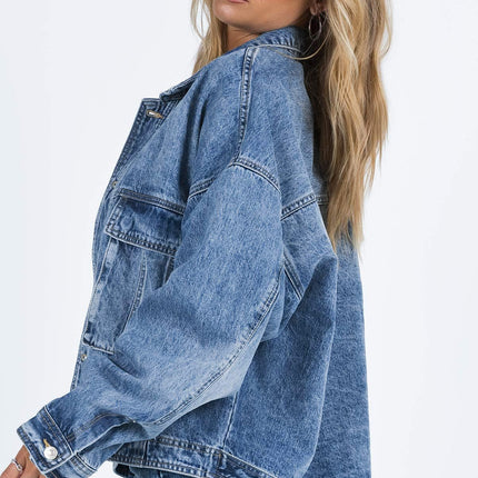 Collared Neck Button Up Denim Jacket