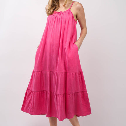 VERY J Ruffled A-Line Midi Cami Dress